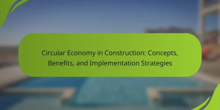 Circular Economy in Construction: Concepts, Benefits, and Implementation Strategies