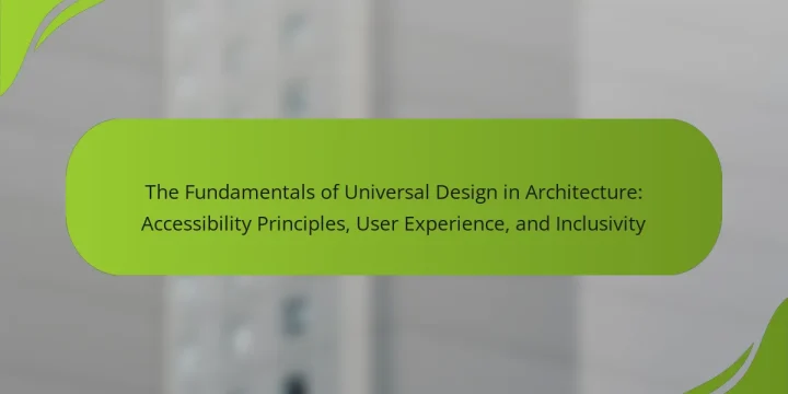 The Fundamentals of Universal Design in Architecture: Accessibility Principles, User Experience, and Inclusivity